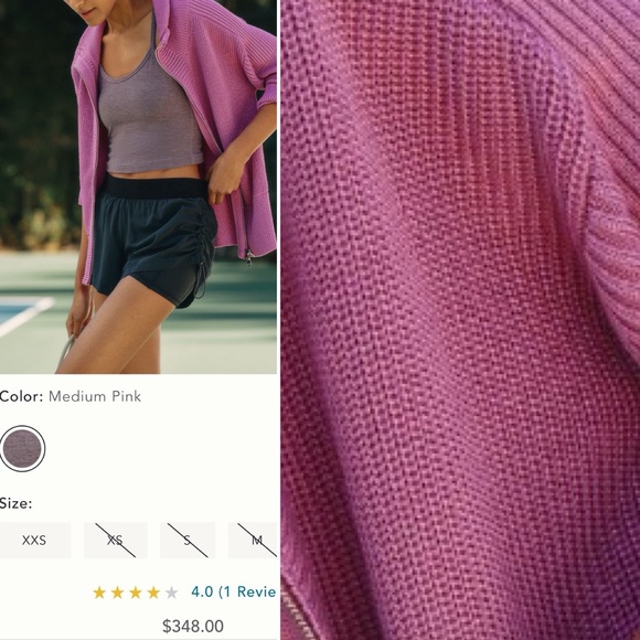 NWT Varley Whitney Knit Sweater Jacket in Medium Pink, size XS - Picture 3 of 6